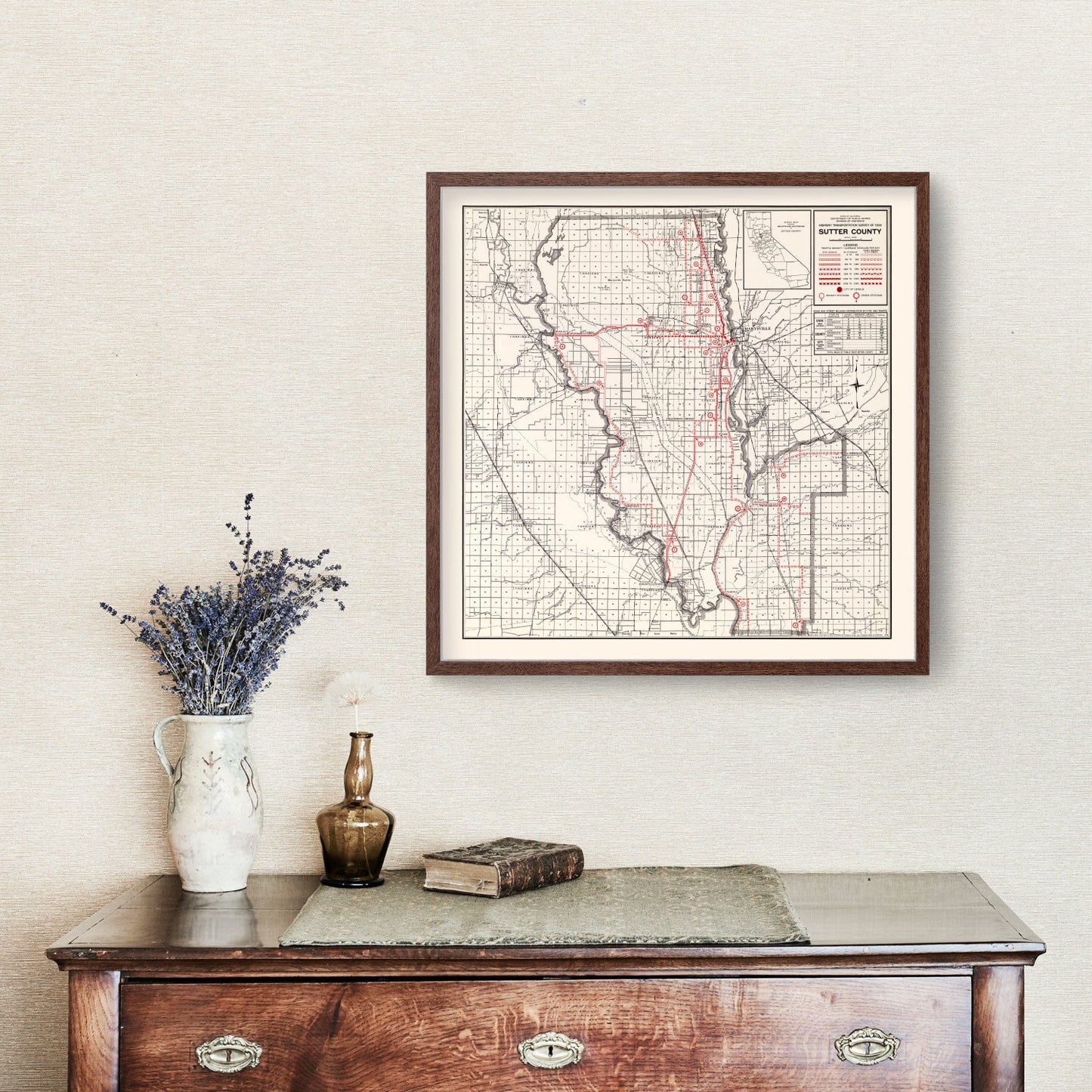 Vintage Map of Sutter County, California, 1935
