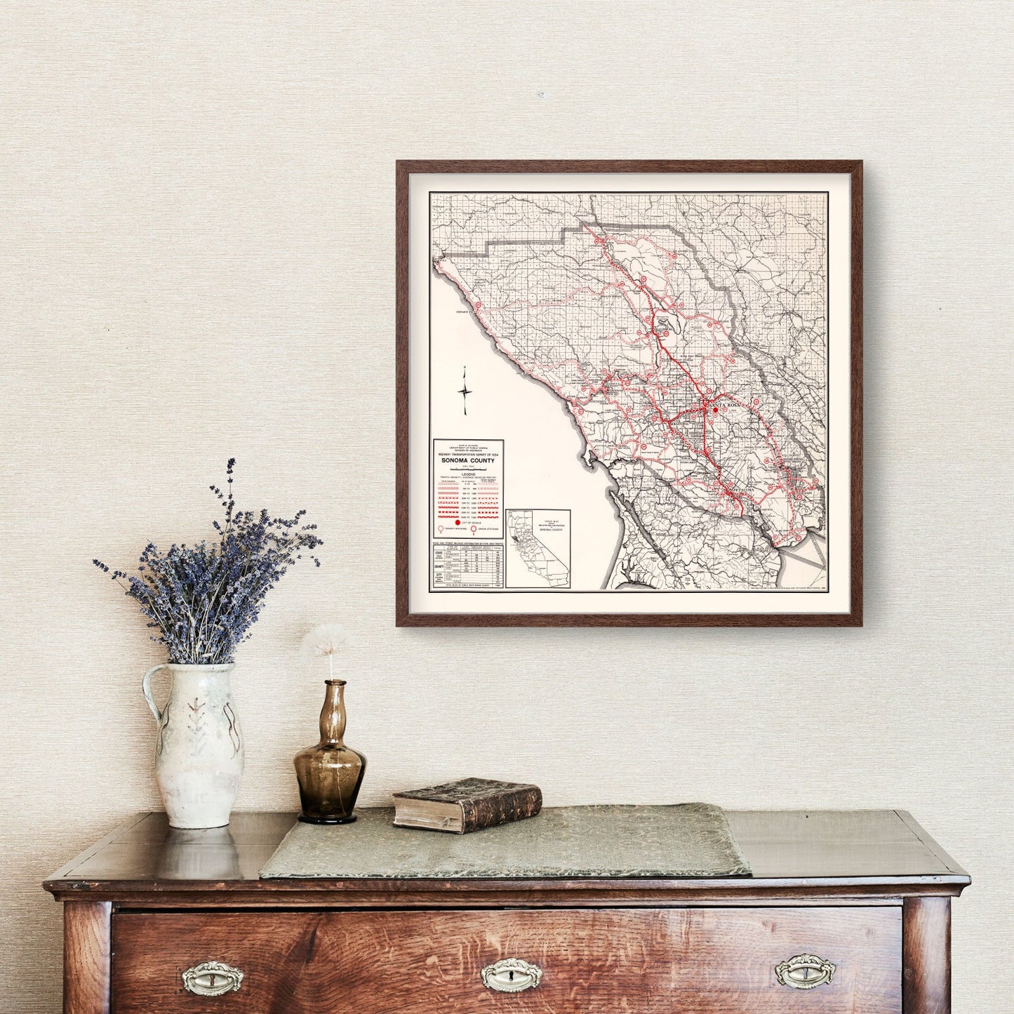 Vintage Map of Sonoma County, California, 1935