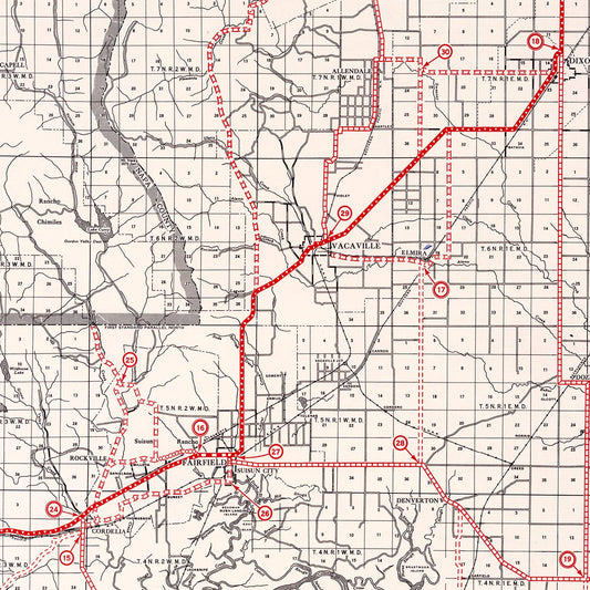 Vintage Map of Solano County, California, 1935