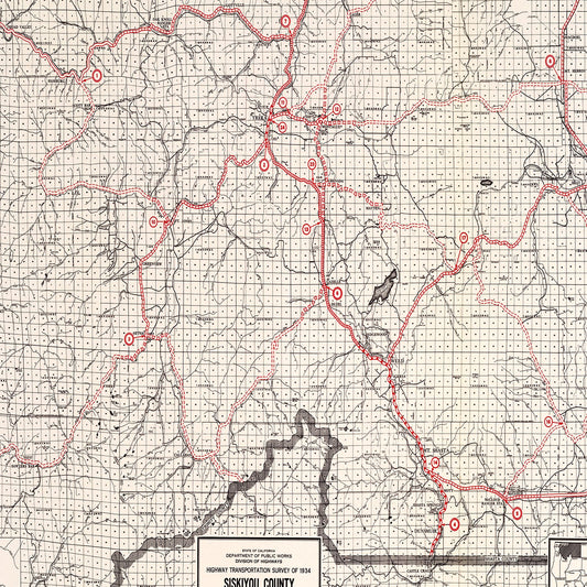 Vintage Map of Siskiyou County, California, 1935