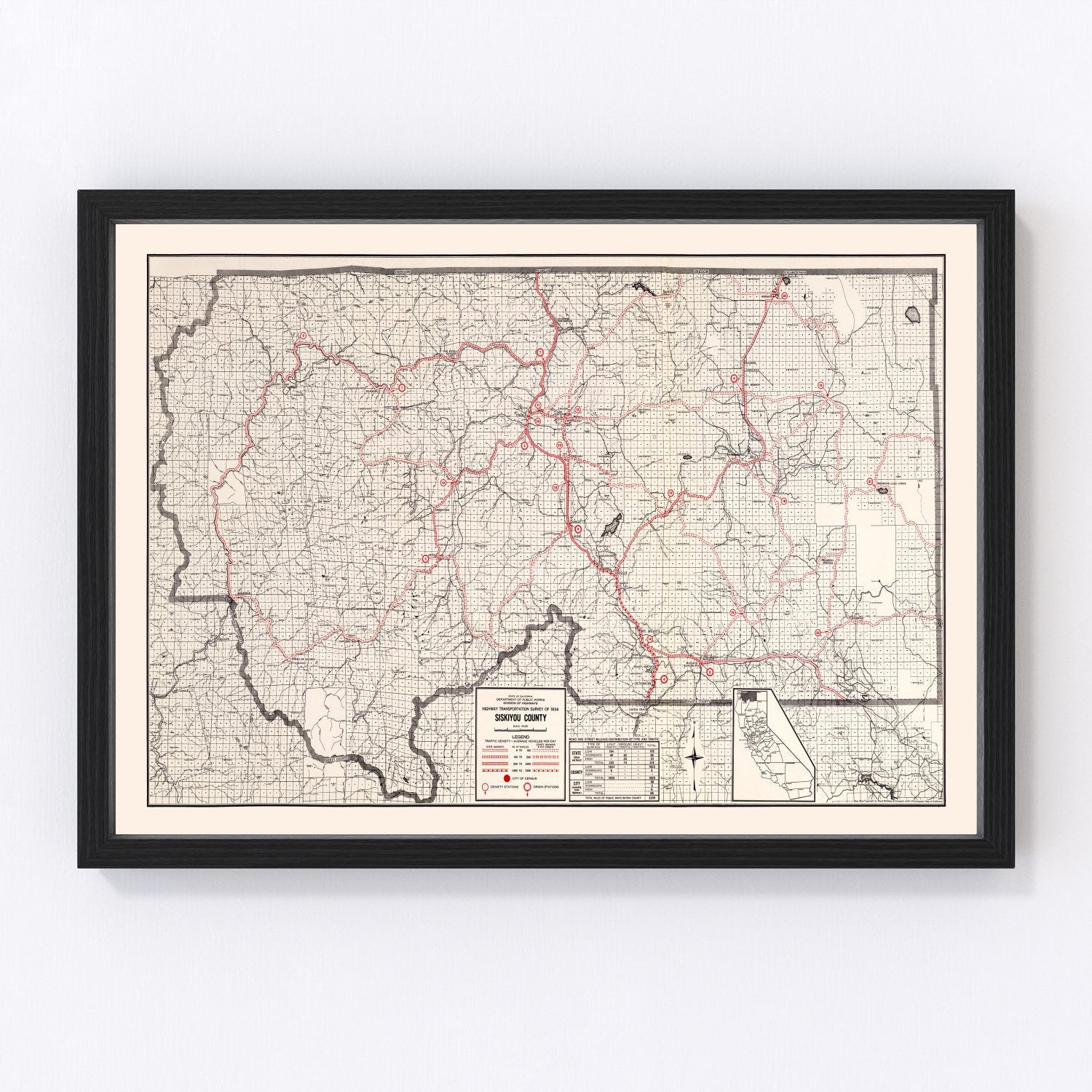 Vintage map of Siskiyou County, California, 1935