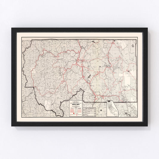 Vintage map of Siskiyou County, California, 1935