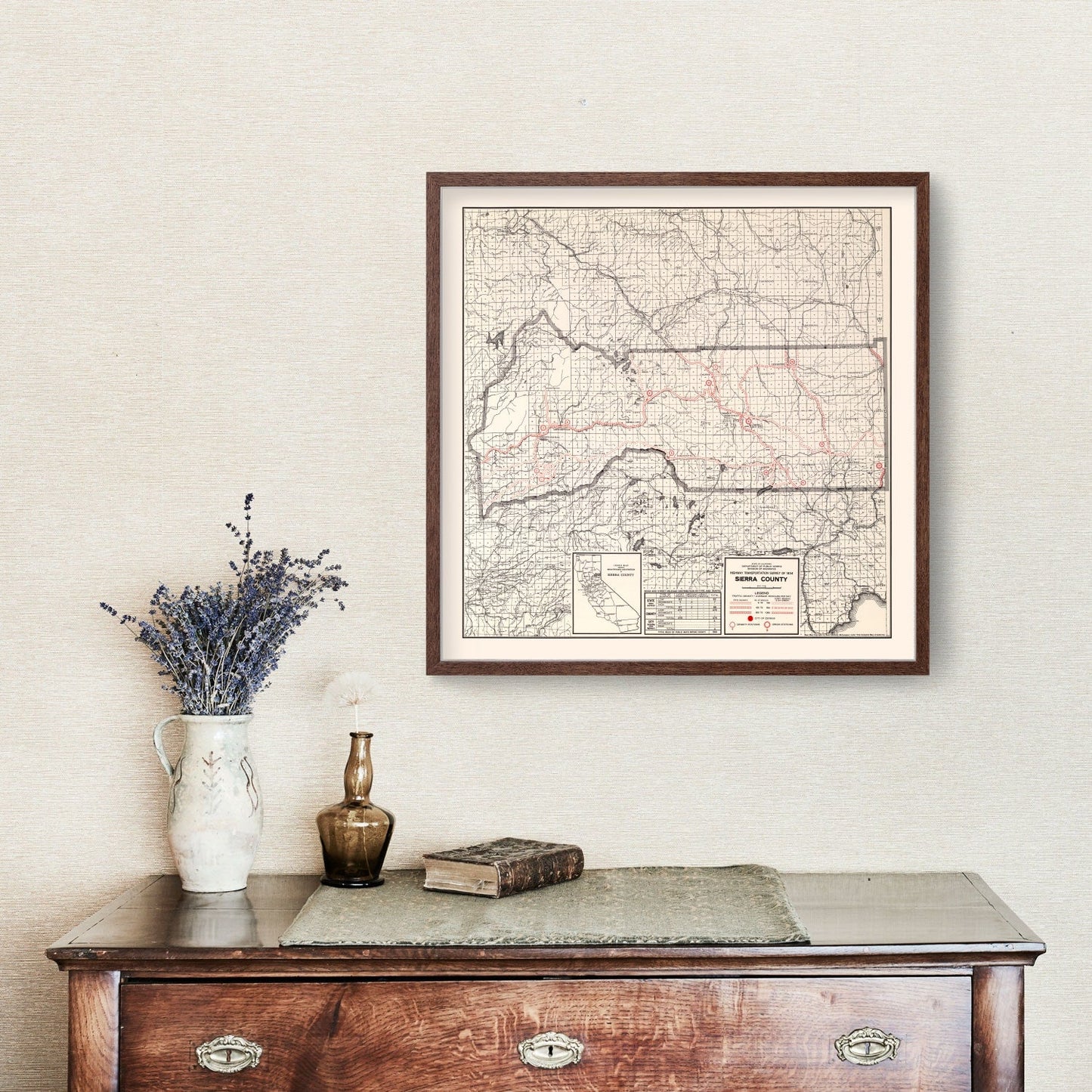 Vintage Map of Sierra County, California, 1935