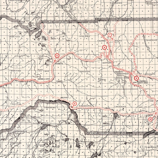 Vintage Map of Sierra County, California, 1935