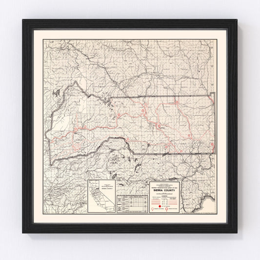 Vintage map of Sierra County, California, 1935