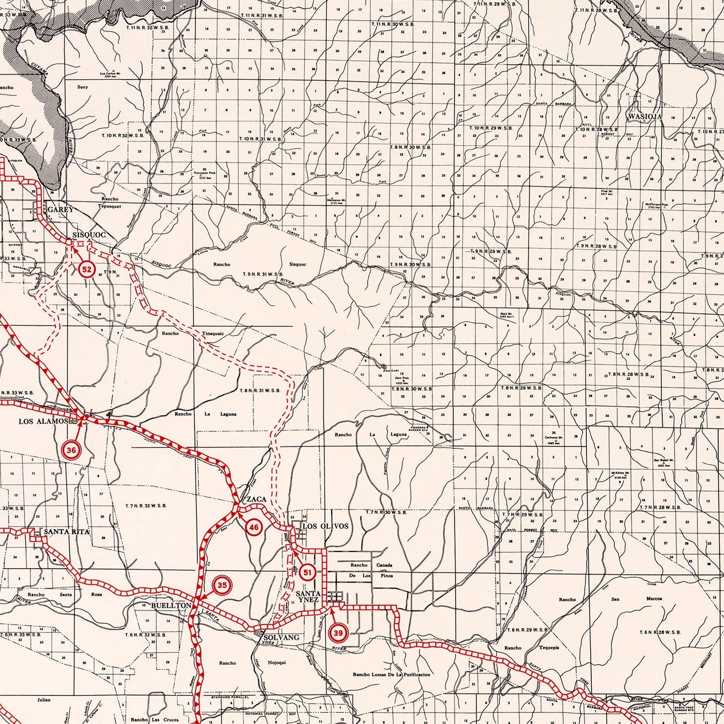 Vintage Map of Santa Barbara County, California, 1935