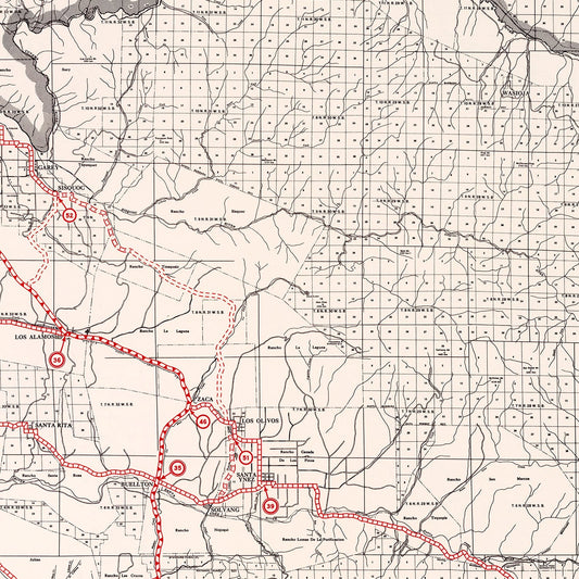 Vintage Map of Santa Barbara County, California, 1935