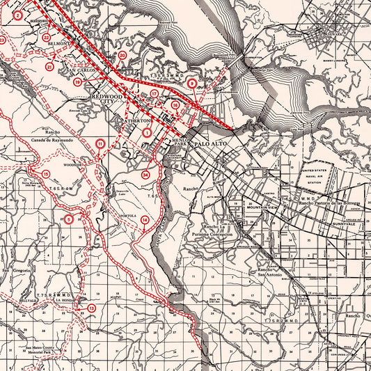 Vintage Map of San Mateo County, California, 1935