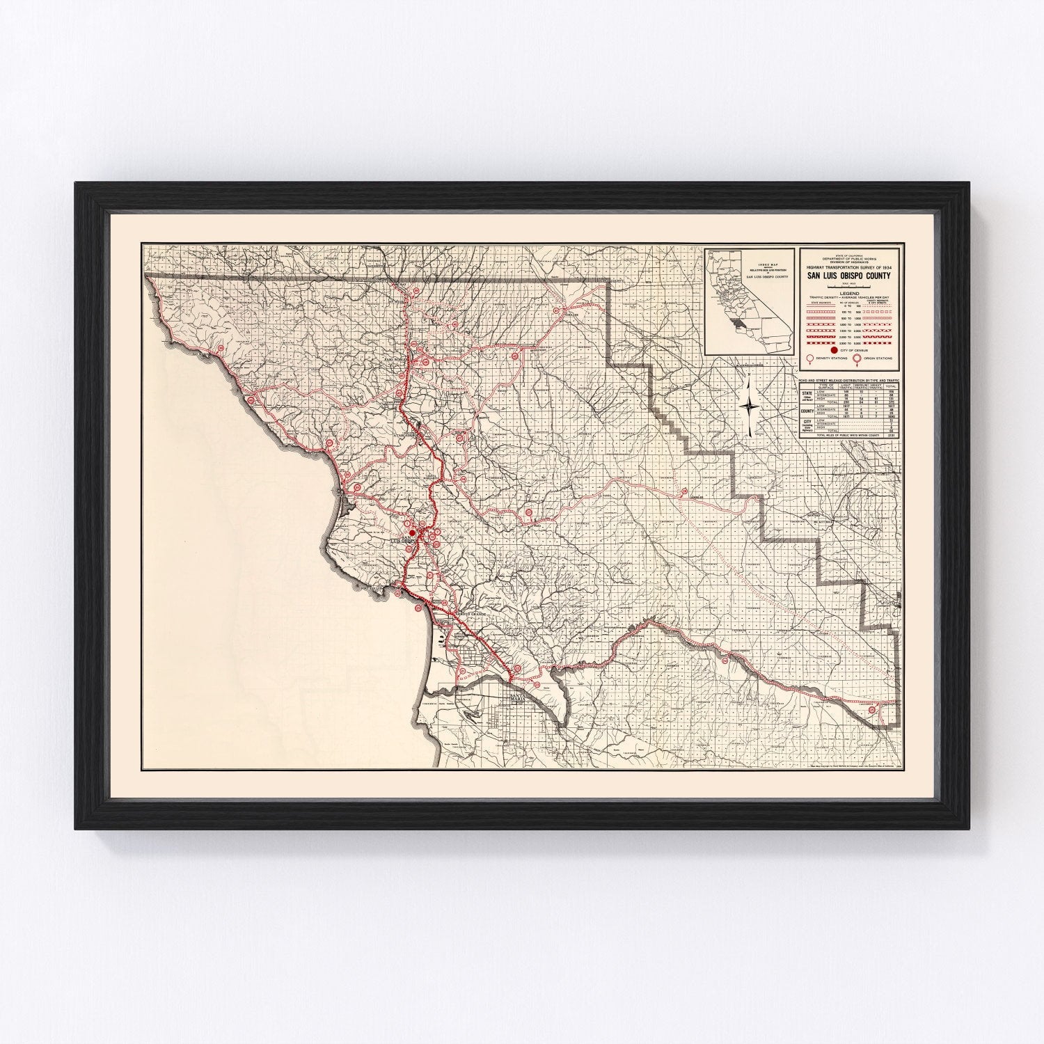 Vintage map of San Luis Obispo, California, 1935