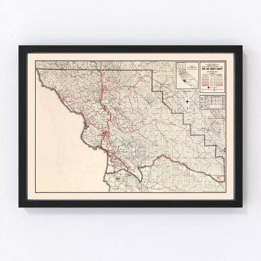 Vintage map of San Luis Obispo, California, 1935