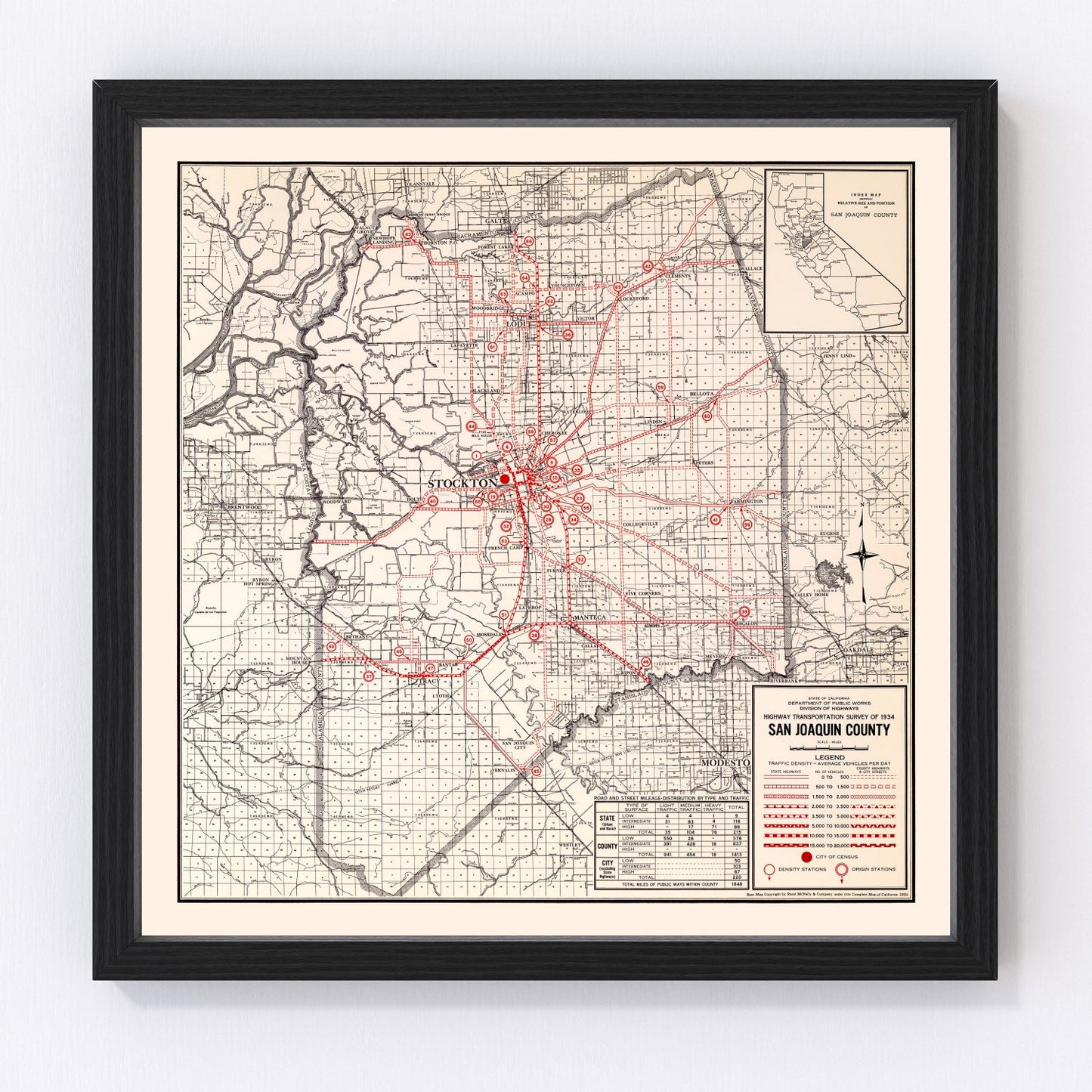 Vintage map of San Joaquin County, California, 1935