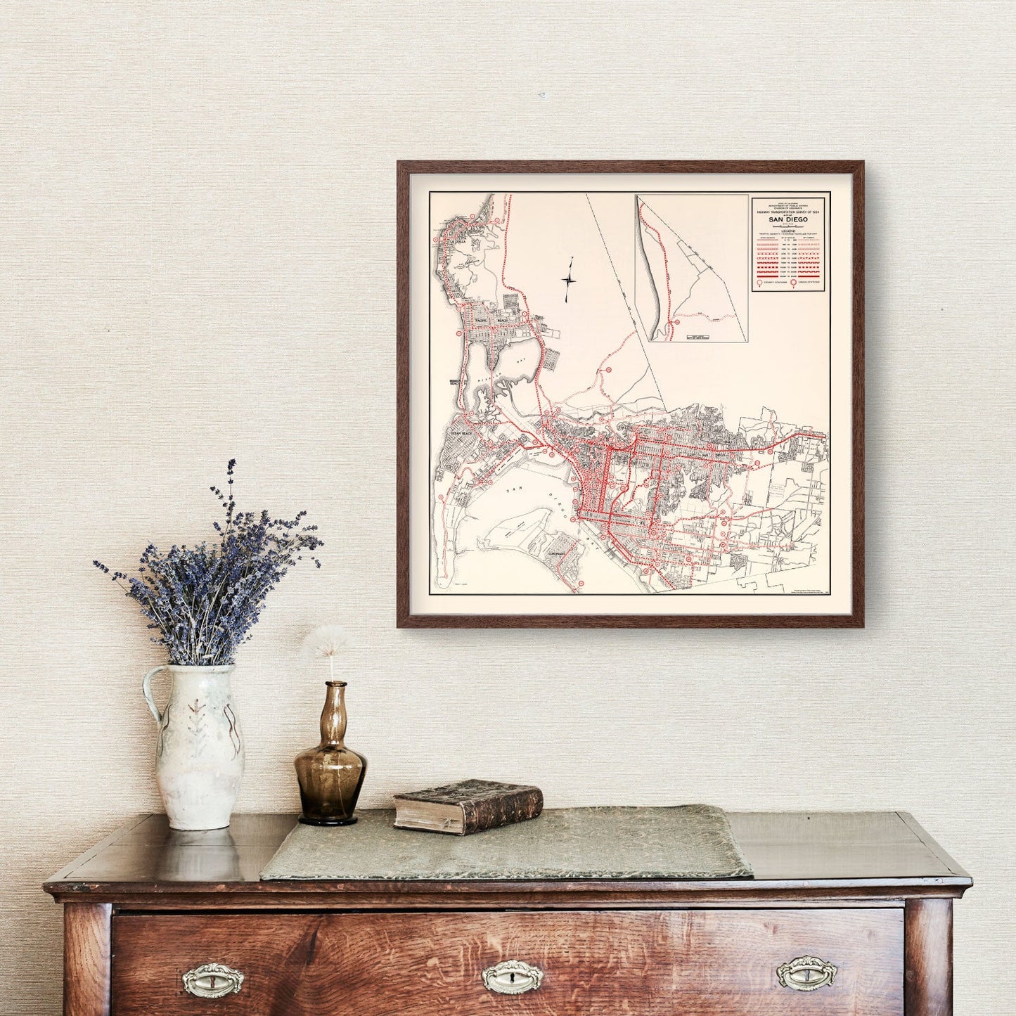 Vintage Map of San Diego, California, 1935