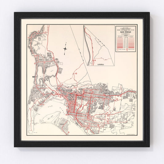 vintage map of San Diego, California, 1935