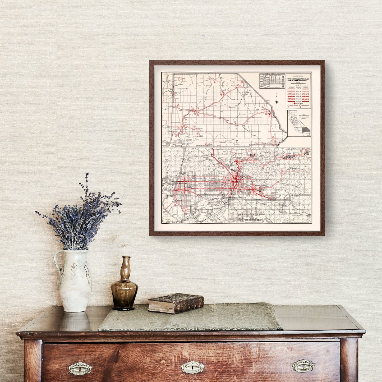 Vintage Map of San Bernardino County, California, 1935