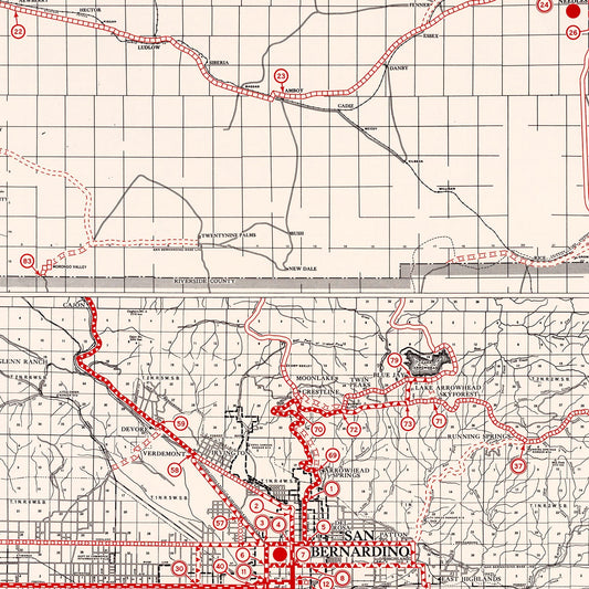 Vintage Map of San Bernardino County, California, 1935