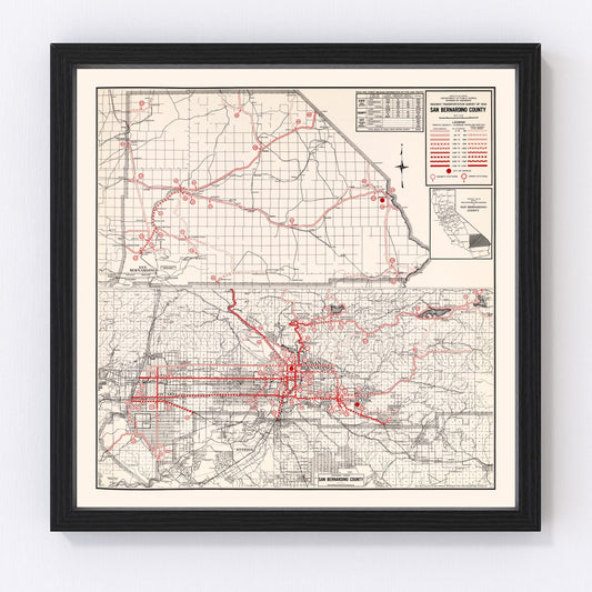 vintage map of San Bernardino County, California, 1935