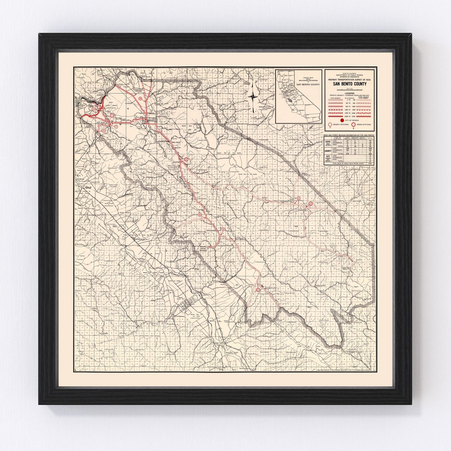 vintage map of San Benito County, California, 1935