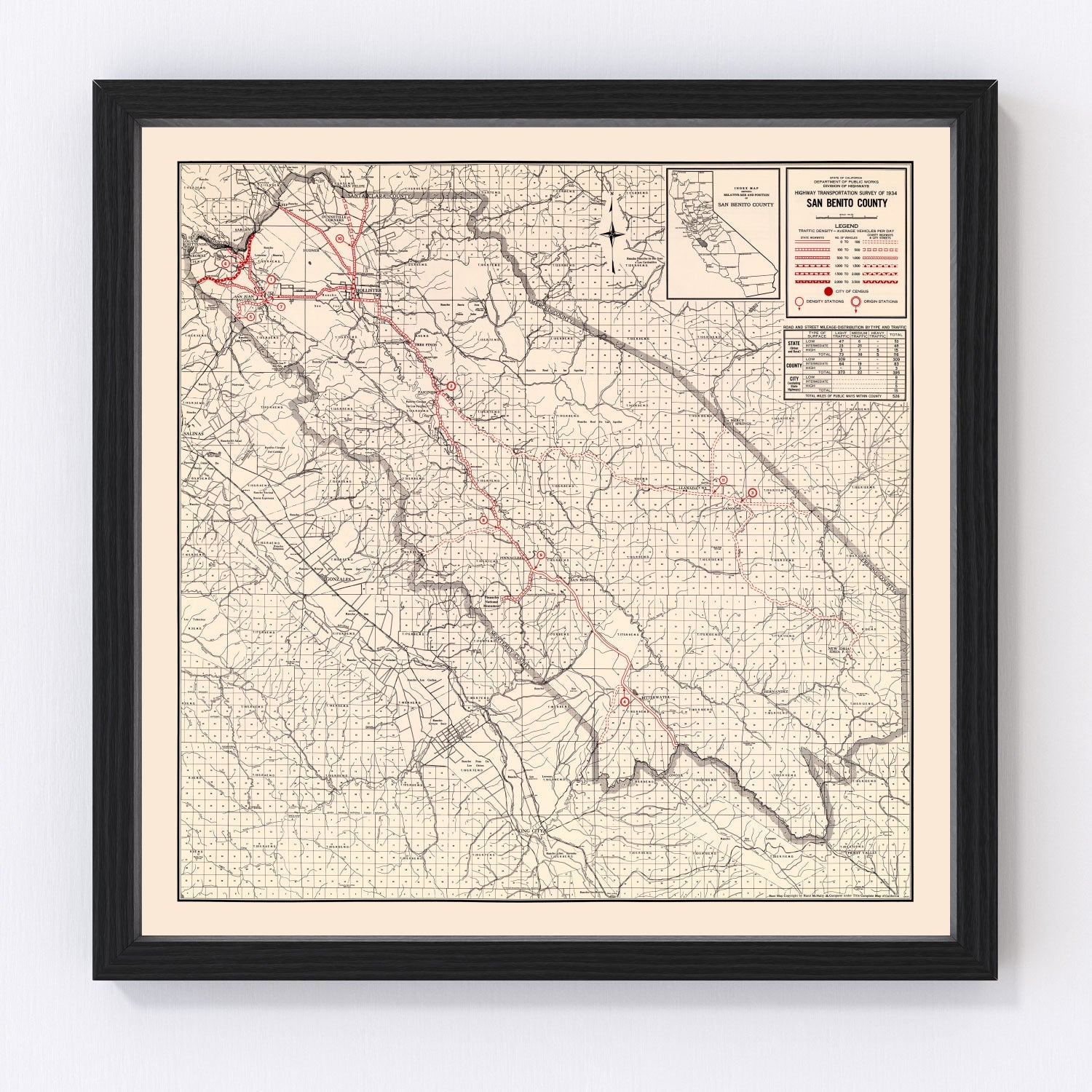 vintage map of San Benito County, California, 1935