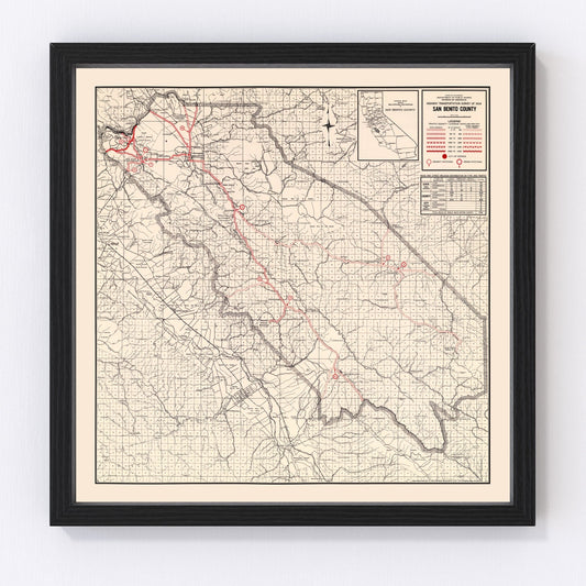 vintage map of San Benito County, California, 1935
