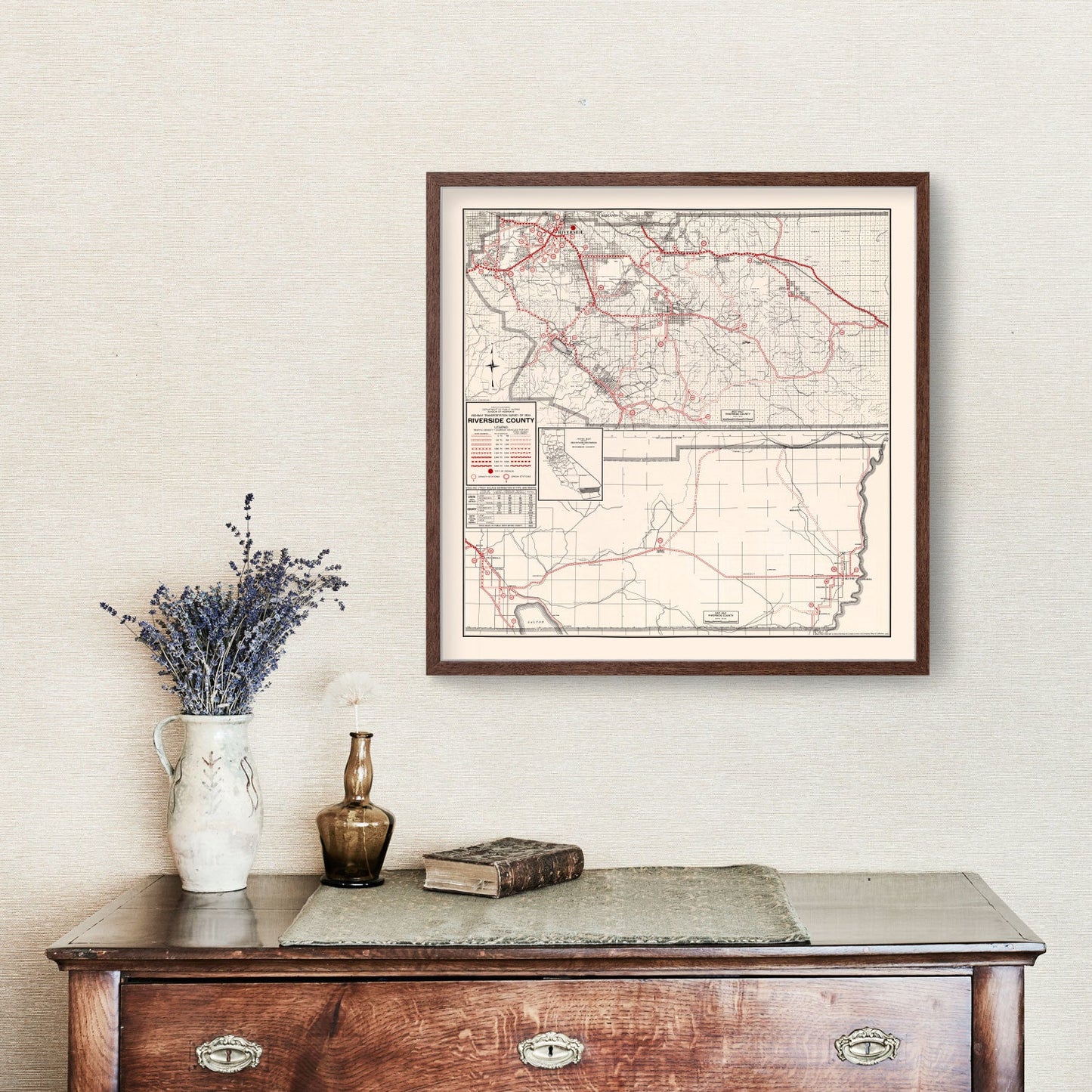 Vintage Map of Riverside County, California, 1935