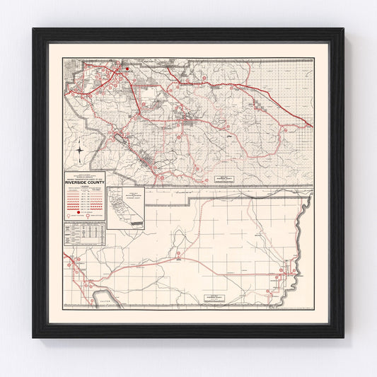Vintage map of Riverside County, California, 1935