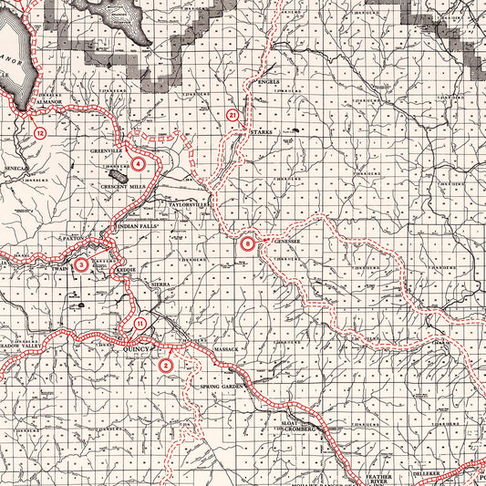 Vintage Map of Plumas County, California, 1935