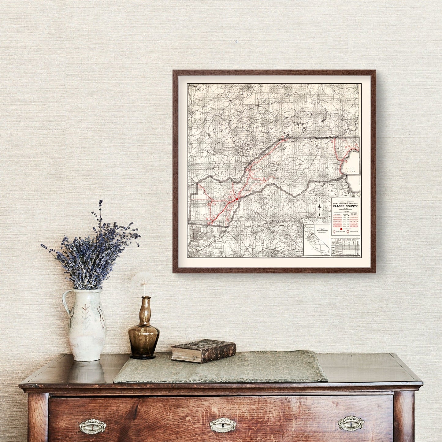 Vintage Map of Placer County, California, 1935