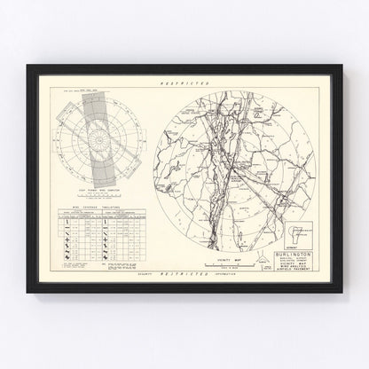 Vintage map of Burlington Municipal Airport vicinity, Vermont, 1952, Lake Champlain