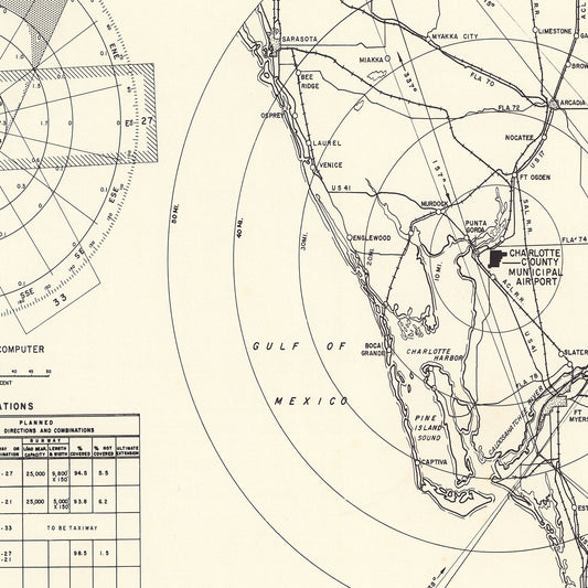 Vintage Map of Charlotte County Municipal Airport, Florida 1952