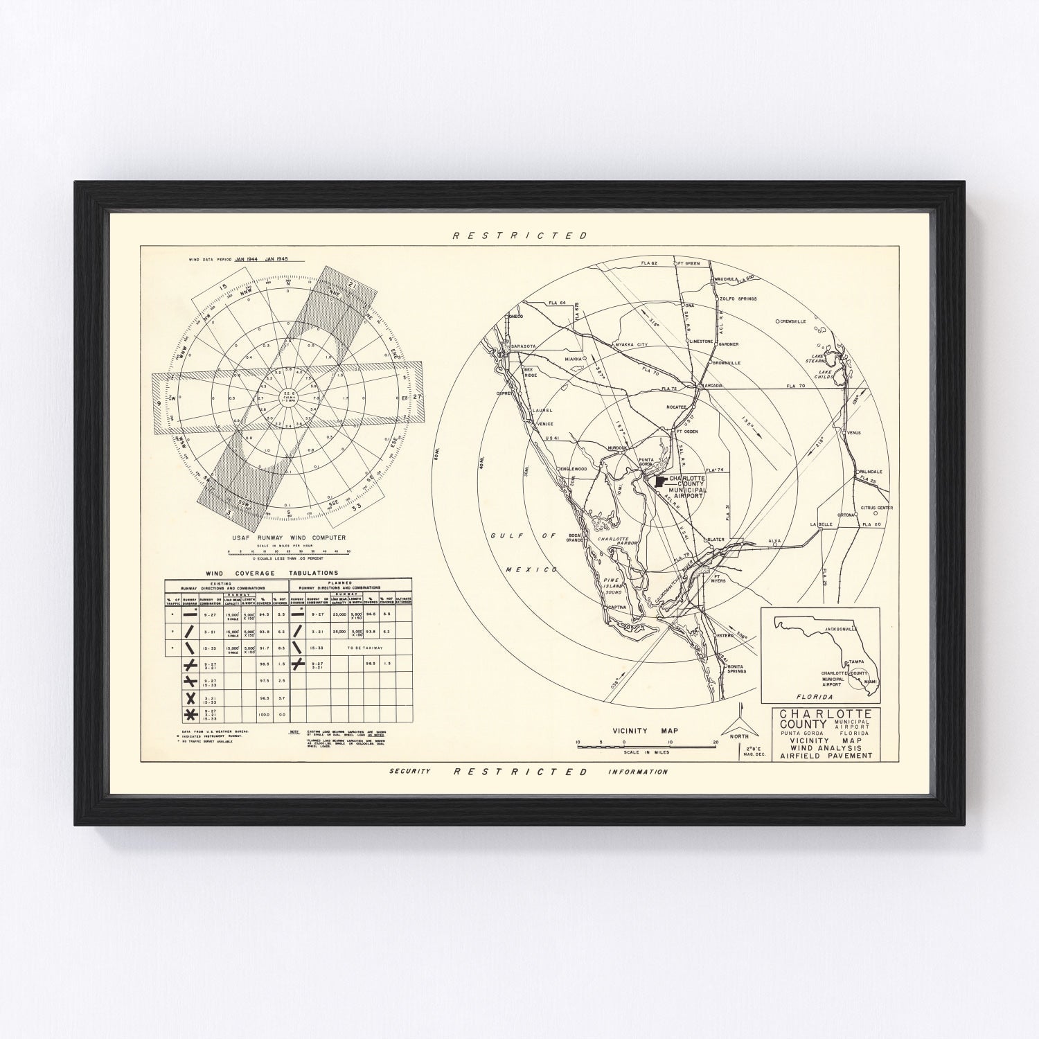 vintage map of Charlotte County Municipal Airport vicinity, Florida, 1952
