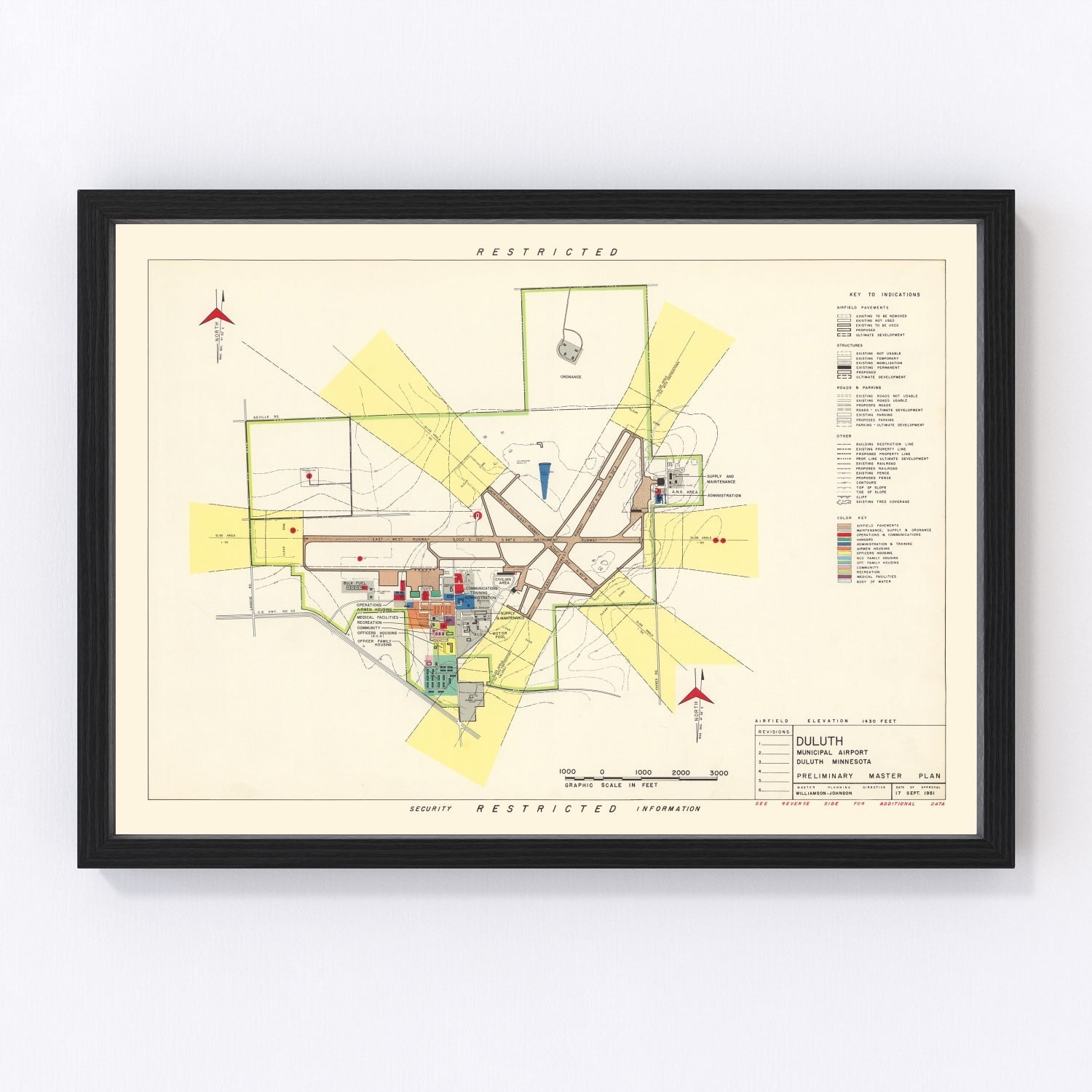 Vintage map of Duluth Municipal Airport, 1951