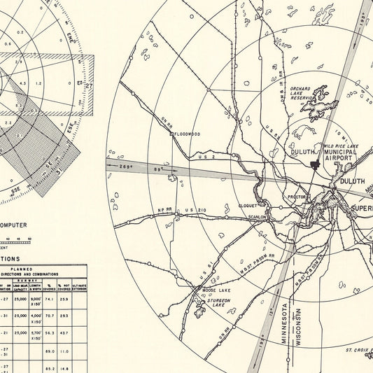 Vintage Map of Duluth Municipal Airport Vicinity, Minnesota 1951