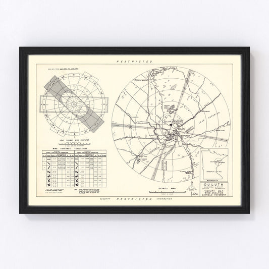 vintage map of Duluth Municipal Airport vicinity, Minnesota, 1951