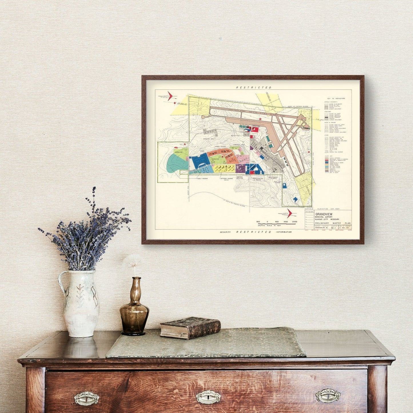Vintage Map of Grandview Municipal Airport, 1952