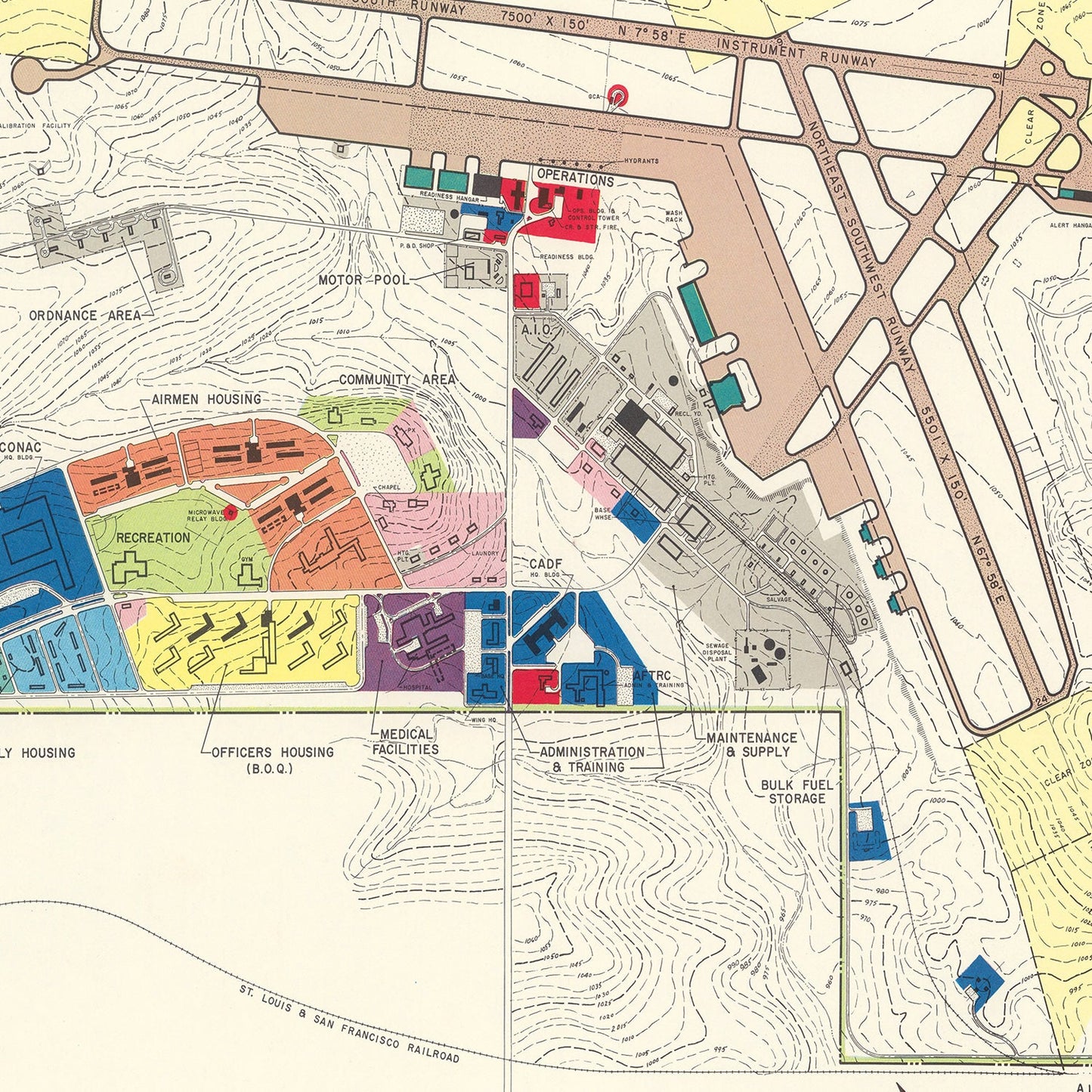 Vintage Map of Grandview Municipal Airport, 1952