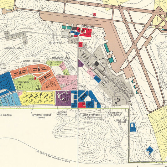 Vintage Map of Grandview Municipal Airport, 1952