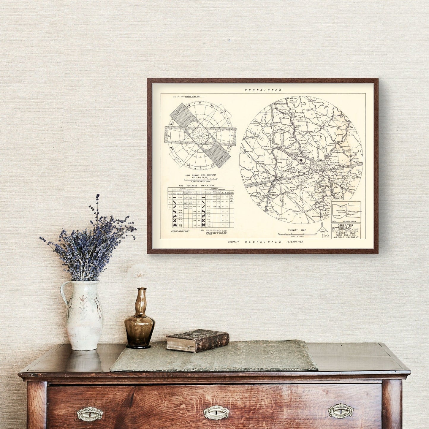 Vintage Map of Greater Pittsburgh Airport Vicinity, Pennsylvania, 1951