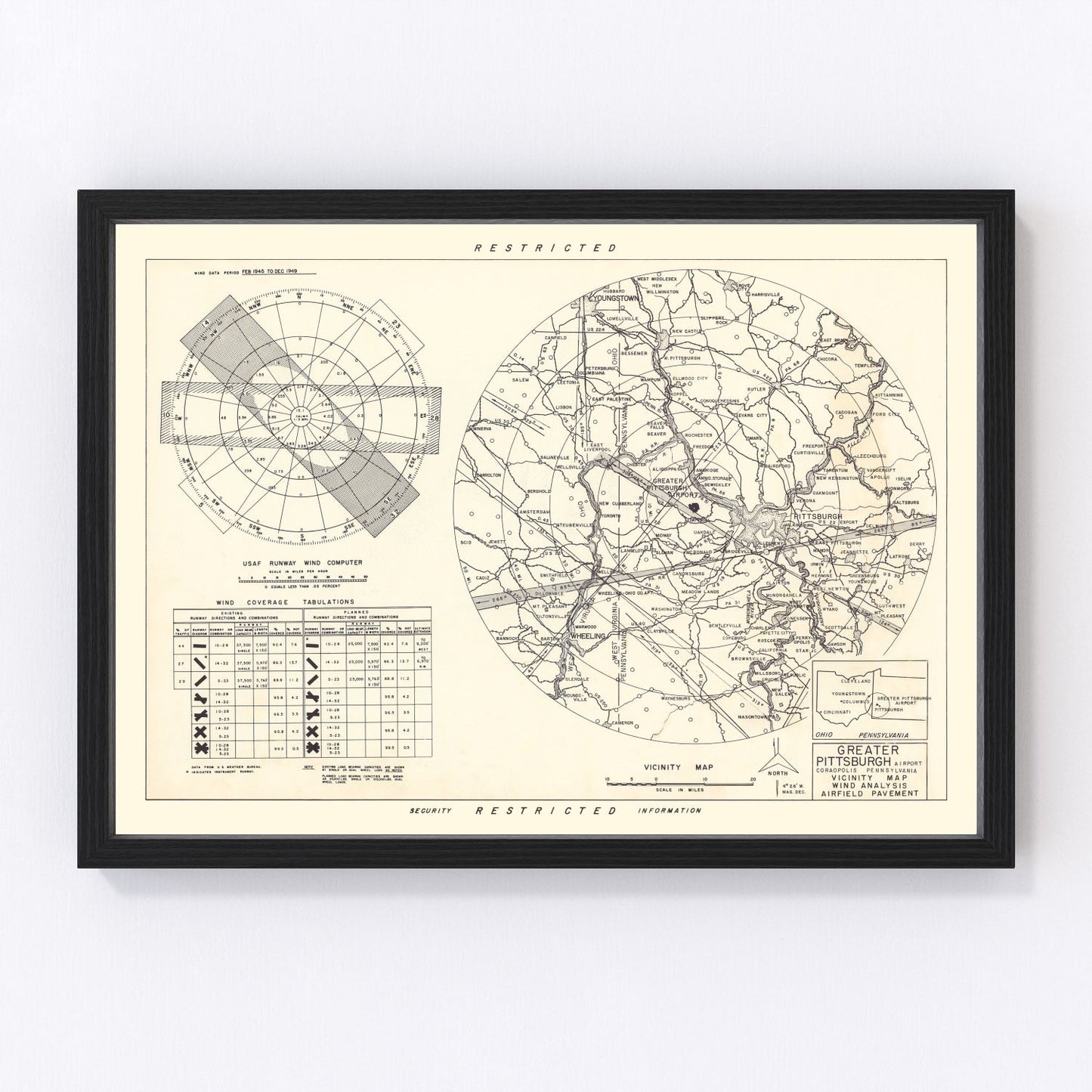 vintage map of Greater Pittsburgh Airport, Allegheny County, Pennsylvania, 1951