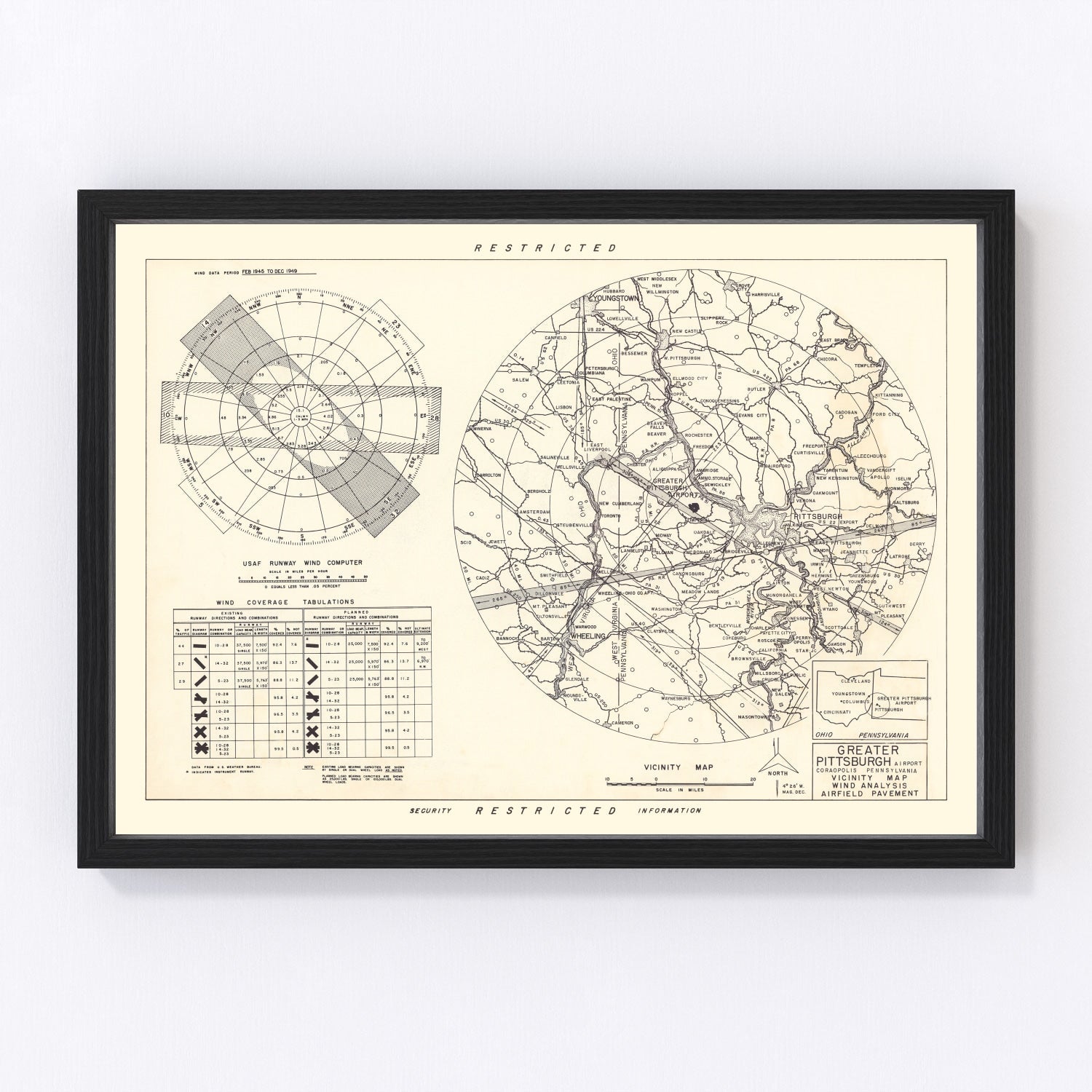 vintage map of Greater Pittsburgh Airport, Allegheny County, Pennsylvania, 1951