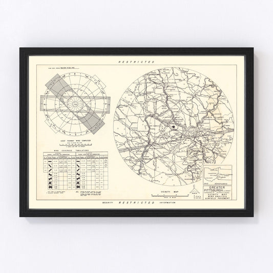 vintage map of Greater Pittsburgh Airport, Allegheny County, Pennsylvania, 1951