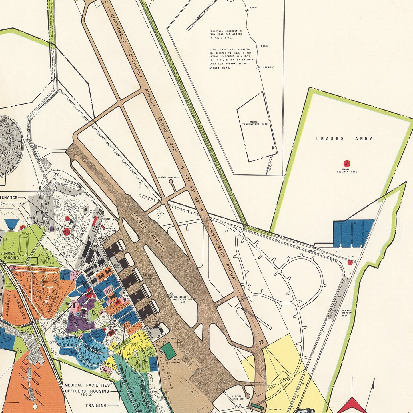 Vintage Map of Hamilton Air Force Base, California, 1951