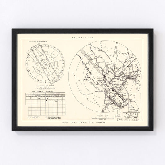 vintage map of Hamilton Air Force Base vicinity, Marin County, California, 1951