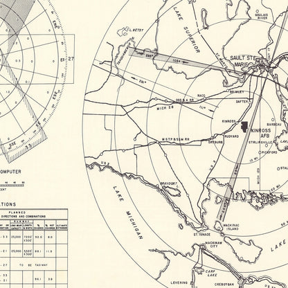 Vintage Map of Kinross Air Force Base Vicinity, Michigan, 1951