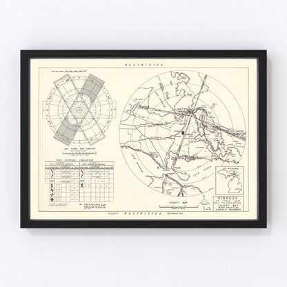 vintage map of Kinross Air Force Base vicinity, Sault Sainte Marie, Michigan, 1951