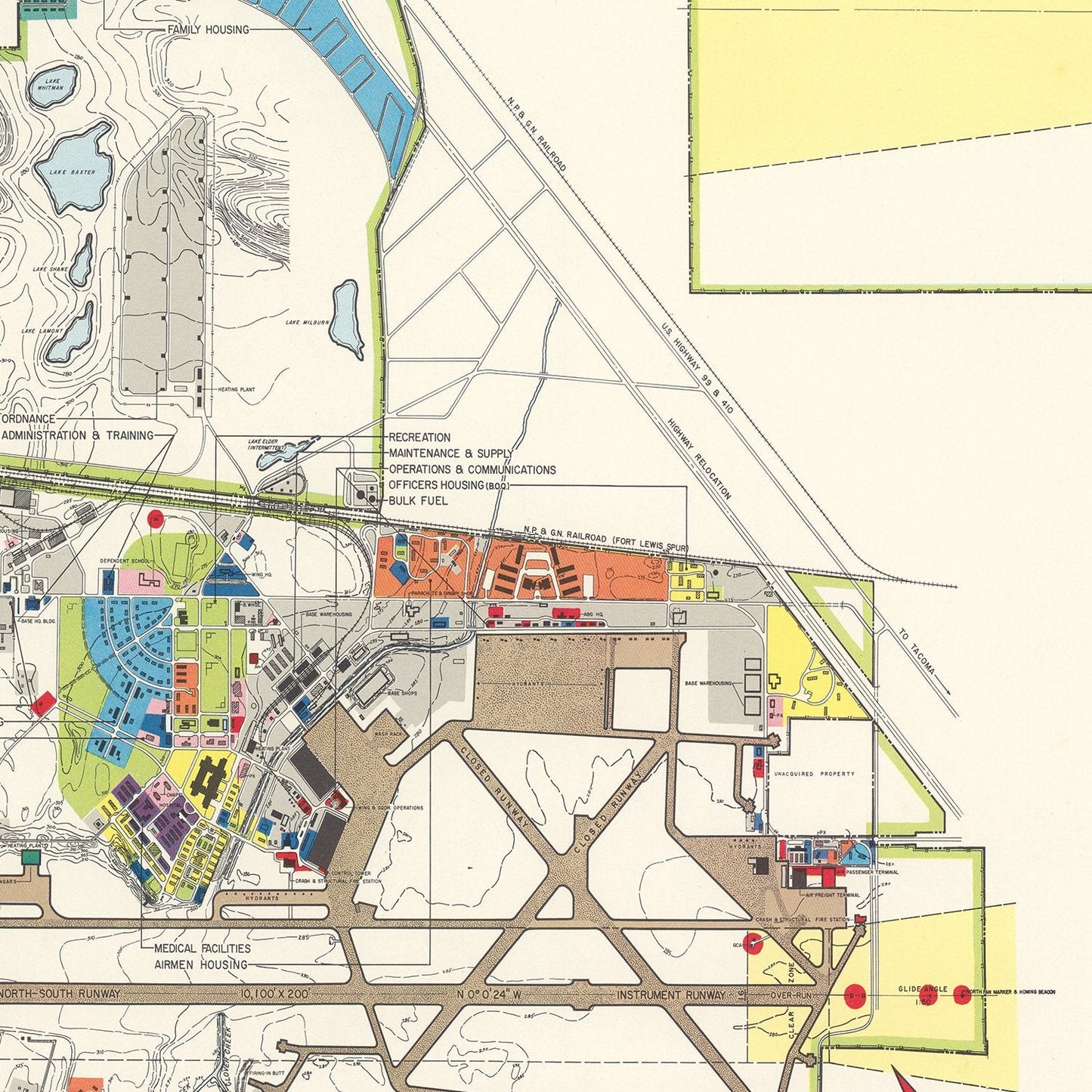Vintage Map of McChord Air Force Base, Tacoma, 1951
