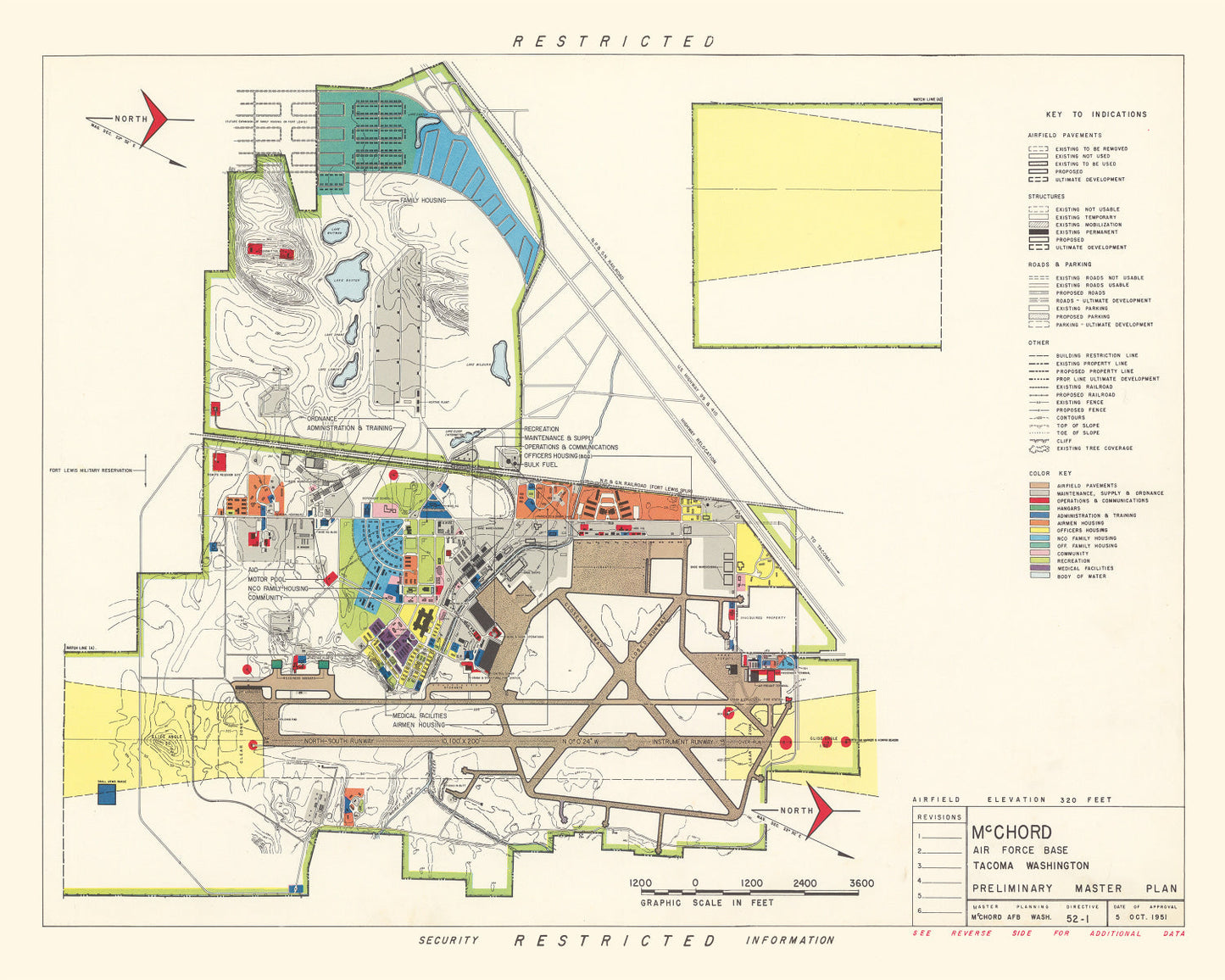Vintage Map of McChord Air Force Base, Tacoma, 1951