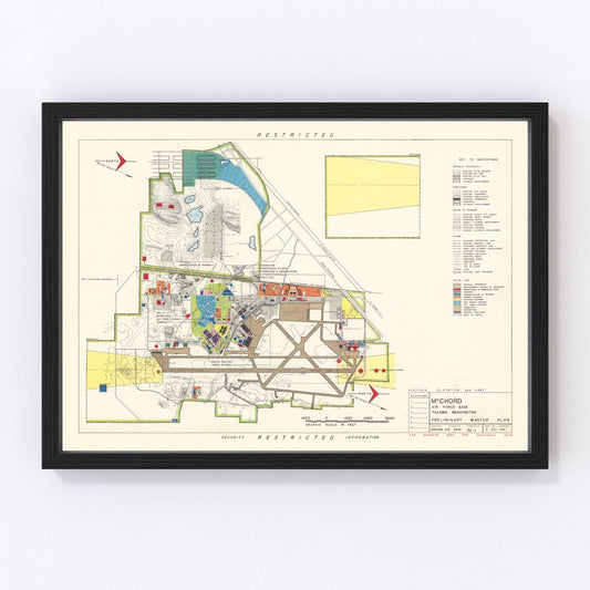 Vintage map of McChord Air Force Base, Tacoma, Washington, 1951