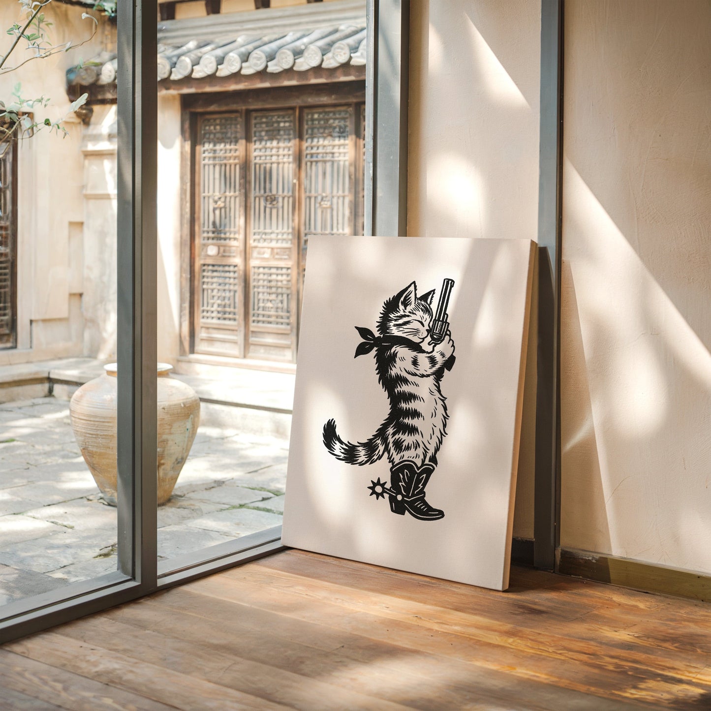 Cowboy Cat Sheriff Western Cat Wall Art Print