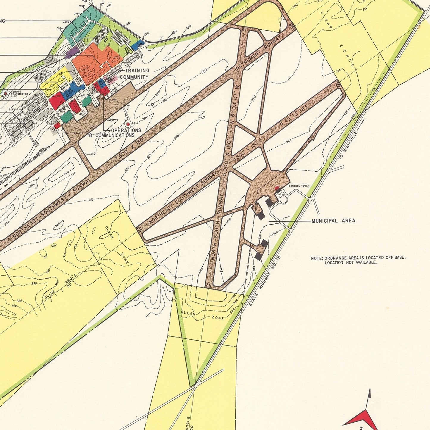Vintage Map of Knoxville and McGhee Tyson Airport, Tennessee, 1952