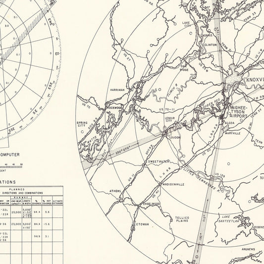 Vintage Map of McGhee-Tyson Airport Vicinity, Tennessee, 1952